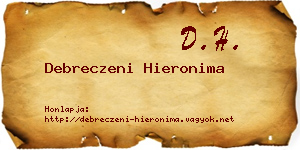 Debreczeni Hieronima névjegykártya